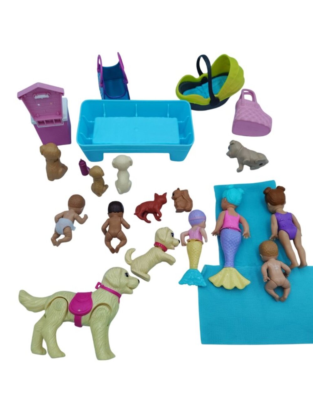 Barbie Pet Accessory Mixed Lot Mermaid Dolls Babies Dogs Furniture Stroller - Picture 9 of 9